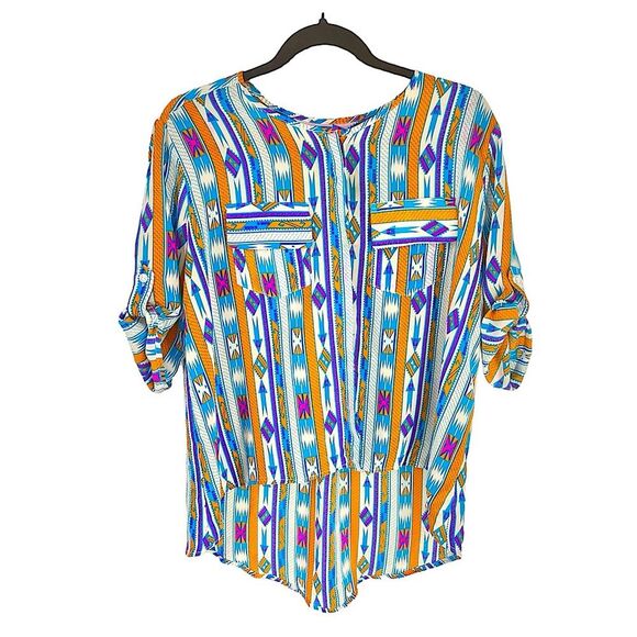 Amanda Uprichard Silk Southwestern Print Button Down Shirt Size S - Picture 11 of 11